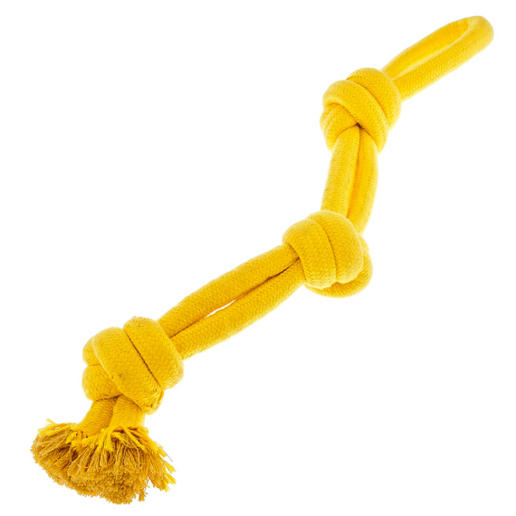 FUXTREME nylonowy sznur z węzłami 53cm - żółty - zabawka dla psa