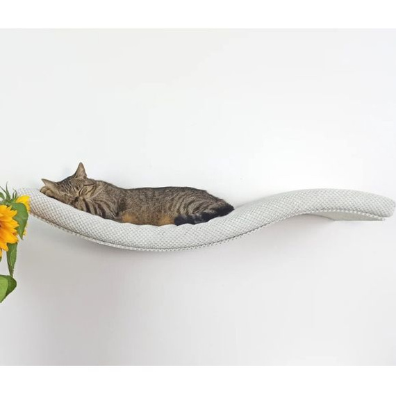 Cat's Atelier Półka na ścianę dla kota fala symetryczna lewa 75cm - ceglany brąz