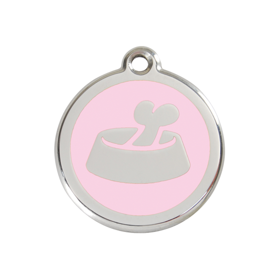 Adresówka dla psa średnia - okrągła zawieszka KOŚĆ W MISCE różne kolory - Red Dingo