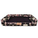 Legowisko kanapa dla psa XL 100/65cm czarna róże - Dogeste