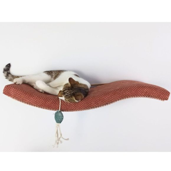 Cat's Atelier Półka na ścianę dla kota fala symetryczna lewa 75cm - granatowa