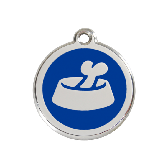 Adresówka dla psa średnia - okrągła zawieszka KOŚĆ W MISCE różne kolory - Red Dingo