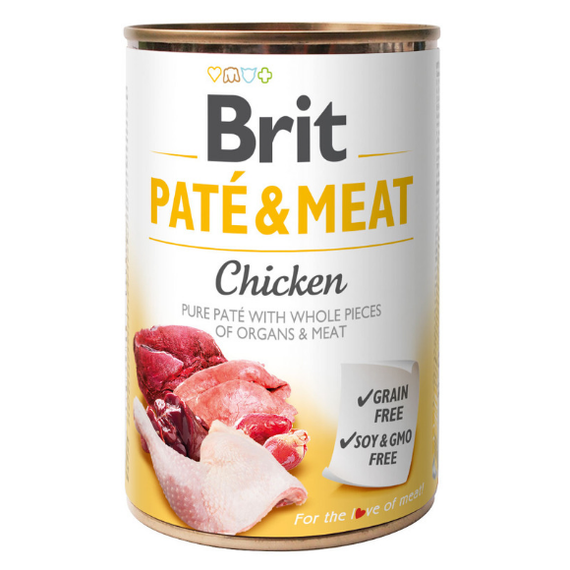 Brit Pate & Meat Chicken - wilgotna karma z kurczakiem dla psów, puszka 400g