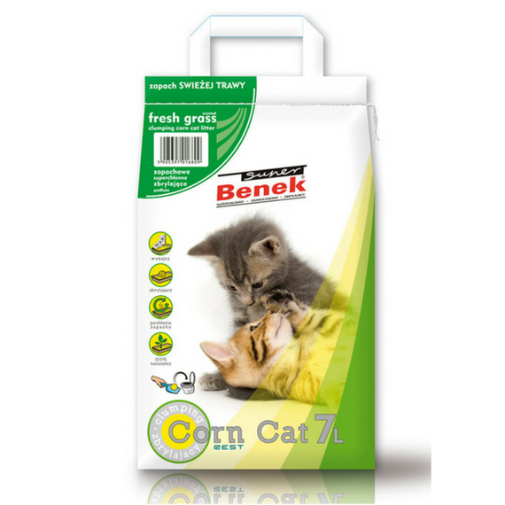 Benek Super Corn Świeża Trawa żwirek kukurydziany dla kota 7 l
