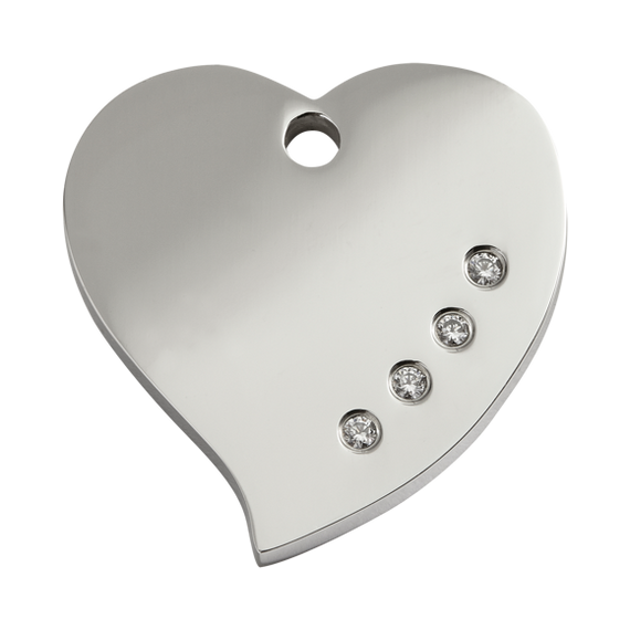 Adresówka dla psa duża - SERCE z cyrkoniami - Red Dingo