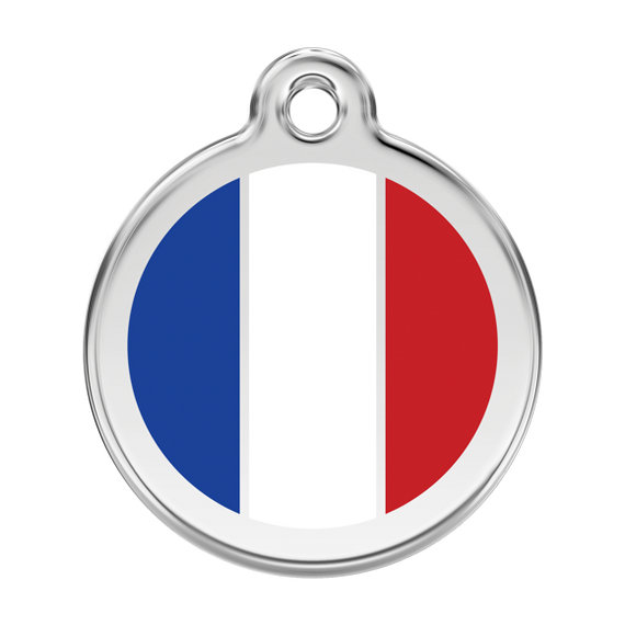Adresówka dla psa duża - okrągła zawieszka FRANCJA - Red Dingo