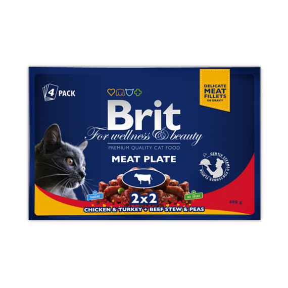 Brit Premium Meat Plate - mięsna karma dla kotów, zestaw saszetek, op. 4x100g