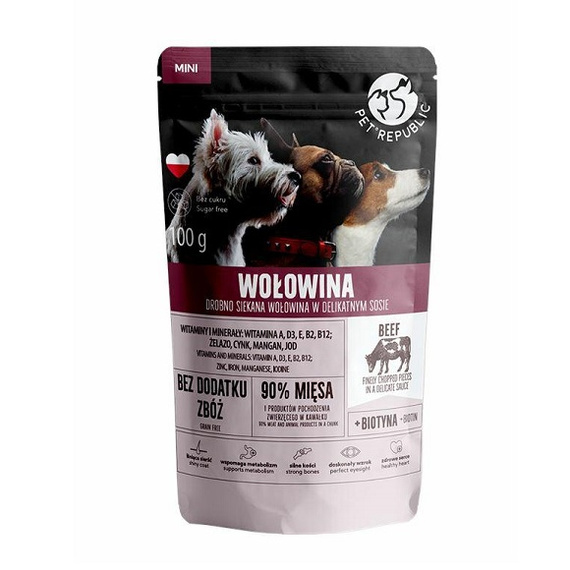 Pet Republic siekana wołowina w sosie - karma dla psów małych ras 100g
