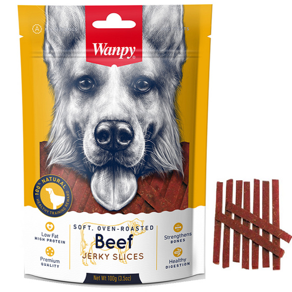 Wanpy Beef Jerky Slices przysmak dla psa paseczki wołowiny 100g