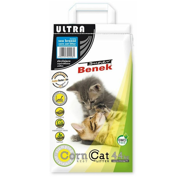 Super Benek Corn Ultra morska bryza 7l żwirek kukurydziany zapachowy