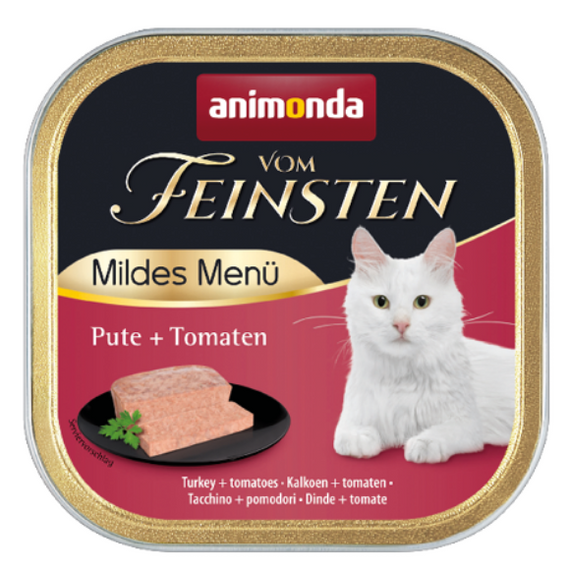 Animonda Vom Feinsten Mildes Menu karma dla dorosłych kotów z indykiem i pomidorami tacka 100g