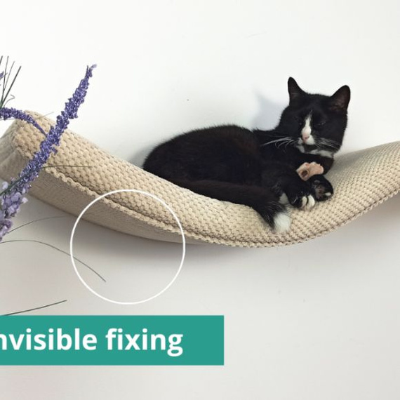 Cat's Atelier Półka na ścianę dla kota fala symetryczna lewa 75cm - kremowa