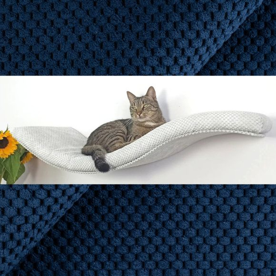 Cat's Atelier Półka na ścianę dla kota fala symetryczna lewa 75cm - granatowa