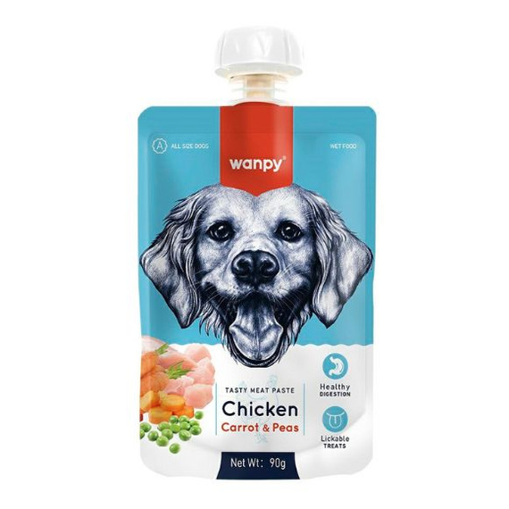 Wanpy pasta mięsna dla psa kurczak z warzywami 90g