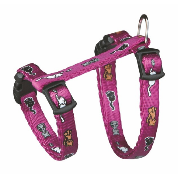 Regulowane szelki z nadrukiem "koty" dla małych kotów i kociąt, ze smyczą - Trixie