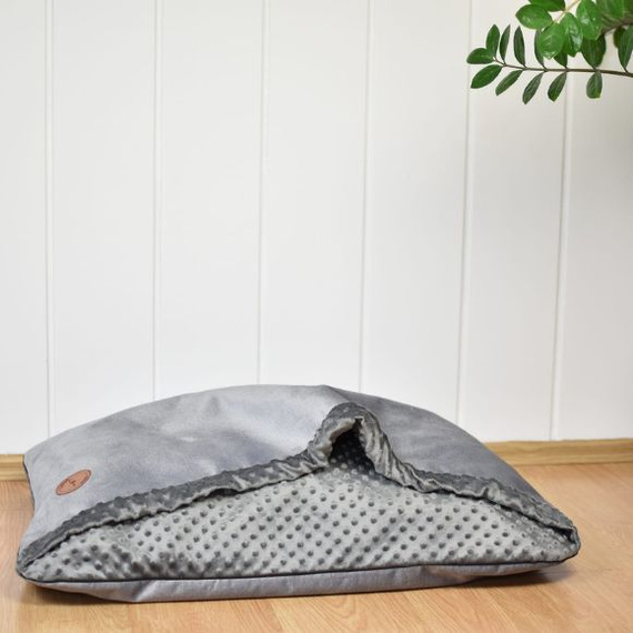 Legowisko dla psa lub kota - Lauren Design Norka Nel srebrny velvet 100 x 80 cm