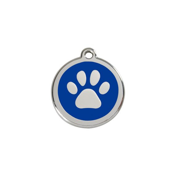 Adresówka dla psa lub kota mała - okrągła zawieszka ŁAPKA różne kolory- Red Dingo