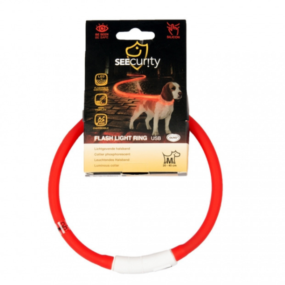 Obroża świecąca Duvo+ USB Silikon Red 45 cm