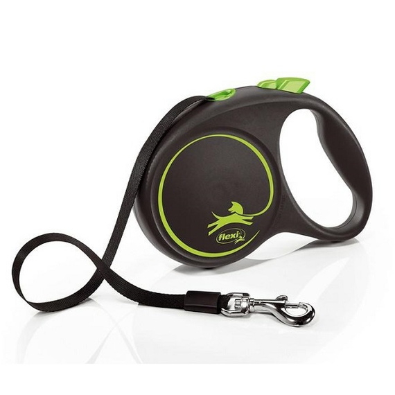 Flexi Black Design smycz automatyczna taśma L/5m do 50kg zielona
