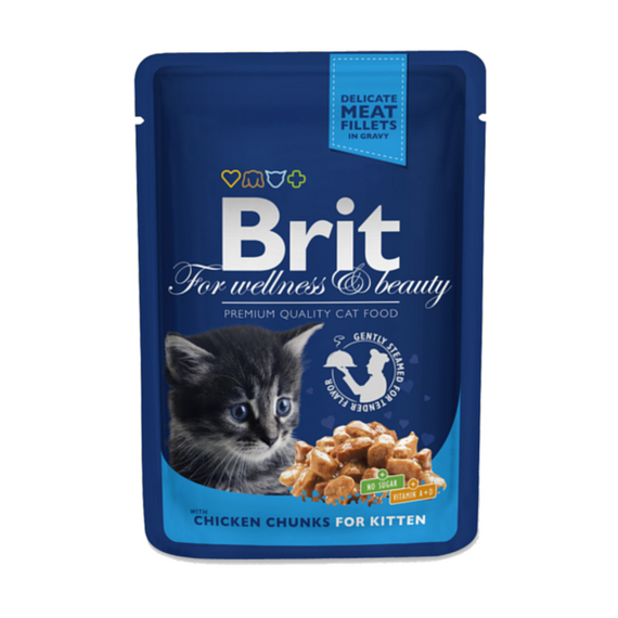 Brit Premium Chicken Chunks for Kitten - karma dla kociąt, kurczak  w saszetkach, op. 100g