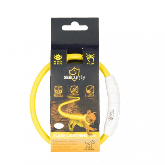 Obroża świecąca Duvo+ USB Nylon Yellow 35 cm