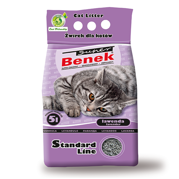 Super Benek Standard Lawenda 10 l - bentonitowy żwirek dla kota