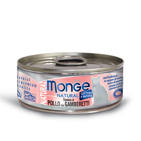 Monge Natural Tuna Chicken Shrimps karma dla kotów Tuńczyk Kurczak Krewetki 80g