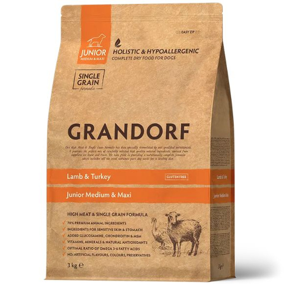 Grandorf Junior Jagnięcina i Indyk 3kg sucha karma dla juniorów