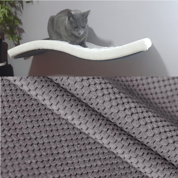 Półka dla kota FALA 75 symetryczna prawa kolor popielaty z kroplą brązu