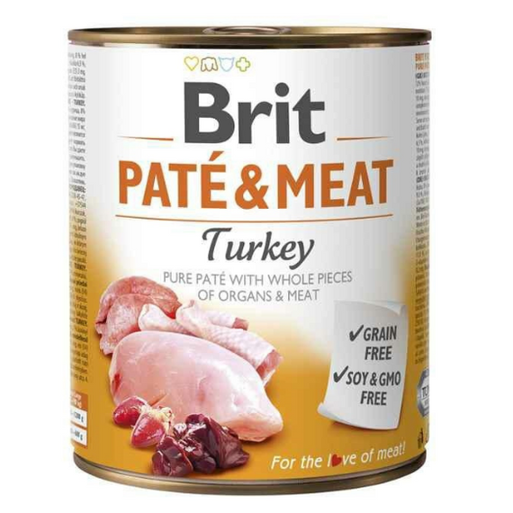 Brit Pate & Meat Turkey 800g - wilgotna karma z indykiem dla psów