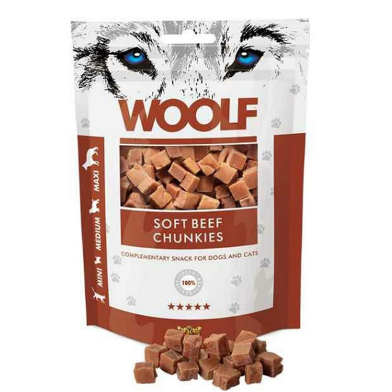 Woolf Beef Chunkies 100g przysmak dla psa z wołowiną 