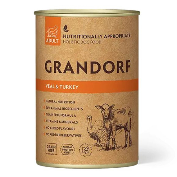 Grandorf Adult Cielęcina i Indyk 400g mokra karma dla psów dorosłych