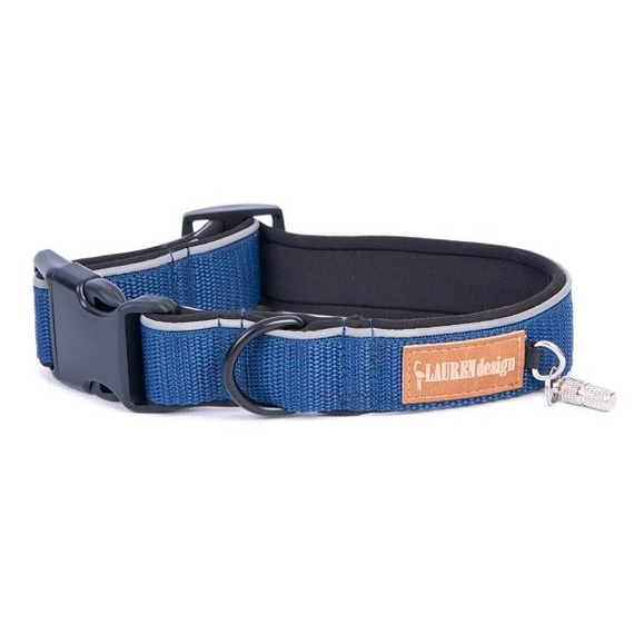 Lauren design Regulowana obroża dla psa L 40-55cm granatowa