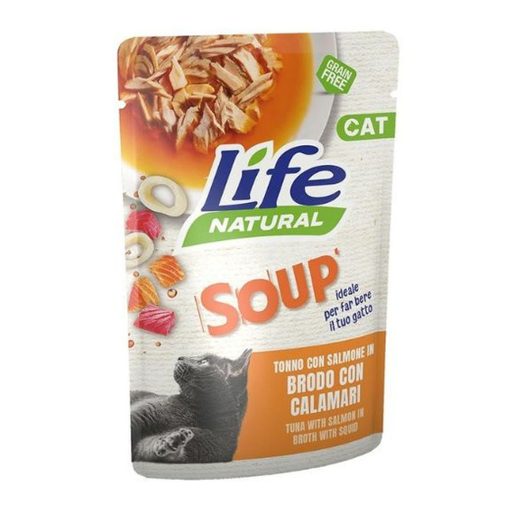 Life Cat Soup tuńczyk i łosoś, kałamarnica 60 g – mokra karma dla kotów