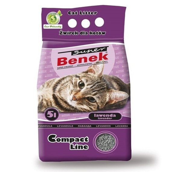 Super Benek Compact Line Lawenda 5 l - bentonitowy żwirek dla kota