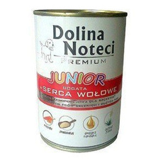 Dolina Noteci Premium Junior serca wołowe 400g dla szczeniąt ras średnich i dużych