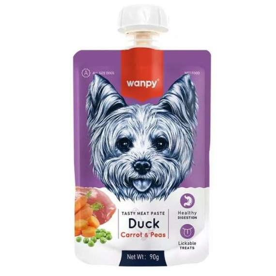 Wanpy pasta mięsna dla psa kaczka z warzywami 90g