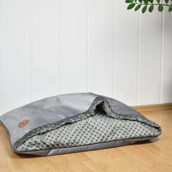 Legowisko dla psa lub kota - Lauren Design Norka Nel srebrny velvet 100 x 80 cm
