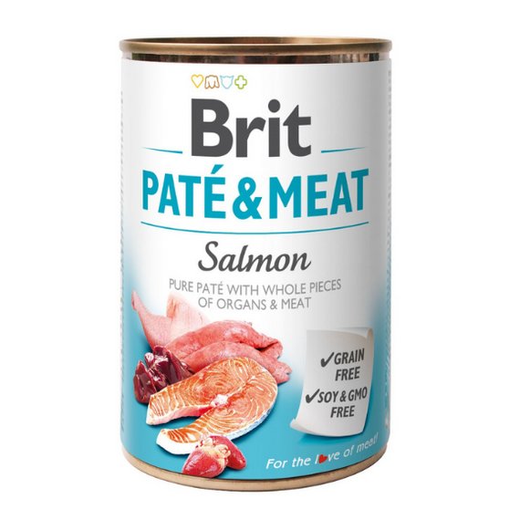 Brit Pate & Meat Salmon - wilgotna karma z łososiem dla psów, puszka 400g