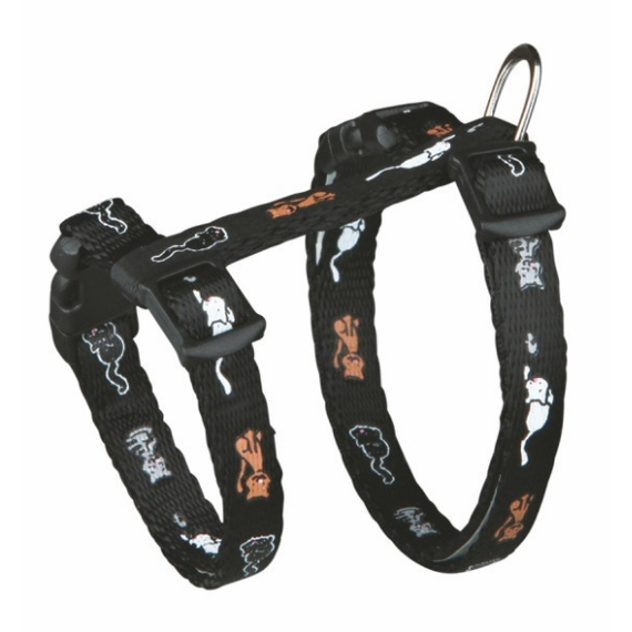 Regulowane szelki z nadrukiem "koty" dla małych kotów i kociąt, ze smyczą - Trixie