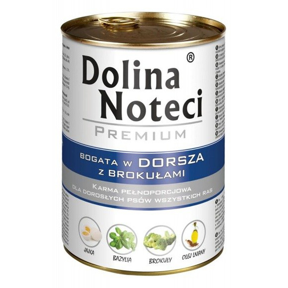 Dolina Noteci Premium - dorsz brokuły puszka 400g - karma dla psów dorosłych