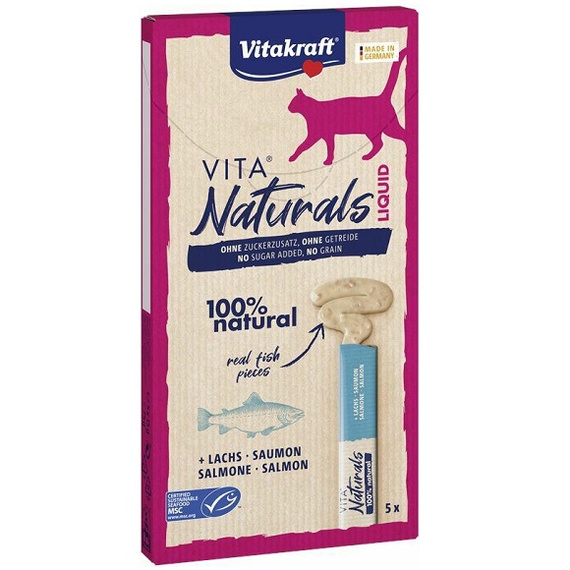 Vitakraft Vita Naturals Liquid Snack łosoś - przysmak dla kota 5x15g 