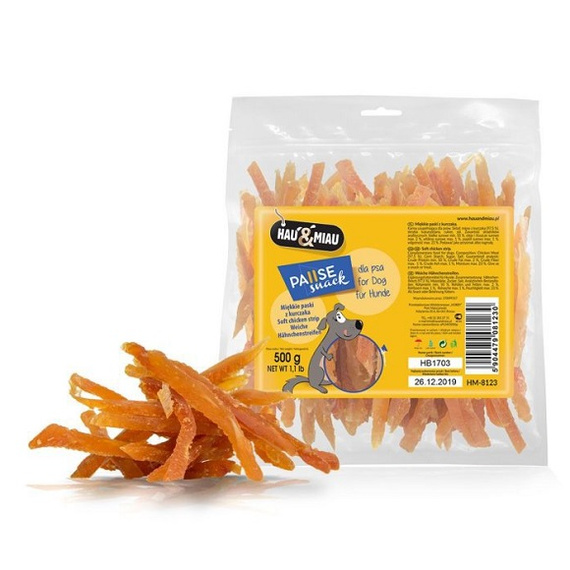 Hau&Miau Miękkie paski z kurczaka 500g przysmak dla psa