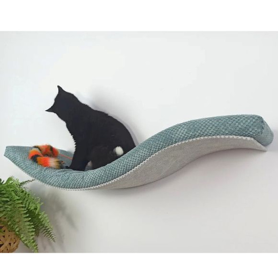 Cat's Atelier Półka na ścianę dla kota fala symetryczna lewa 75cm - miętowa
