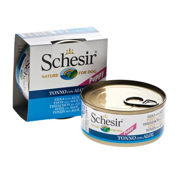 Schesir naturalna karma dla szczeniąt tuńczyk z aloesem w puszce 150g