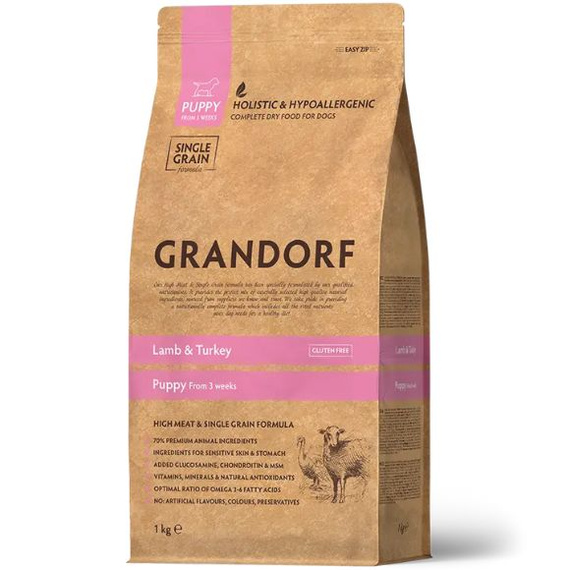 Grandorf Puppy Jagnięcina i Indyk 1kg sucha karma dla szczeniąt