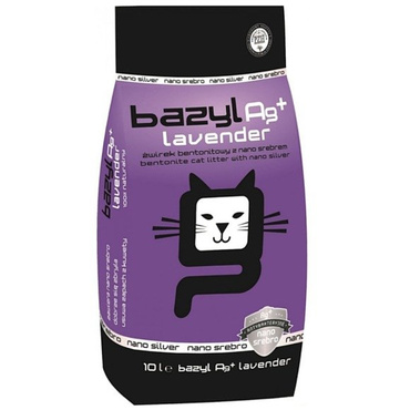 Bazyl Lavender Ag+ żwirek dla kota bentonitowy z nano srebrem, zapach lawendy 10l