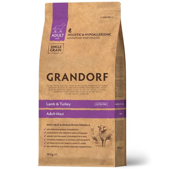 Grandorf Adult Maxi Jagnięcina i Indyk 10kg sucha karma dla psów dorosłych