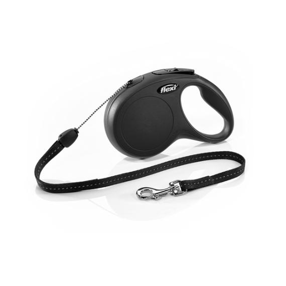 Flexi Smycz New Classic M - linka 8m, czarna smycz automatyczna