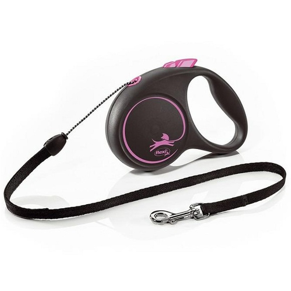 Flexi Black Design smycz automatyczna linka M/20kg 5m różowa